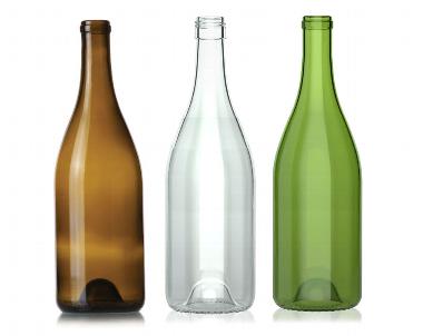 Bourg glass bottle selection in white brown and green